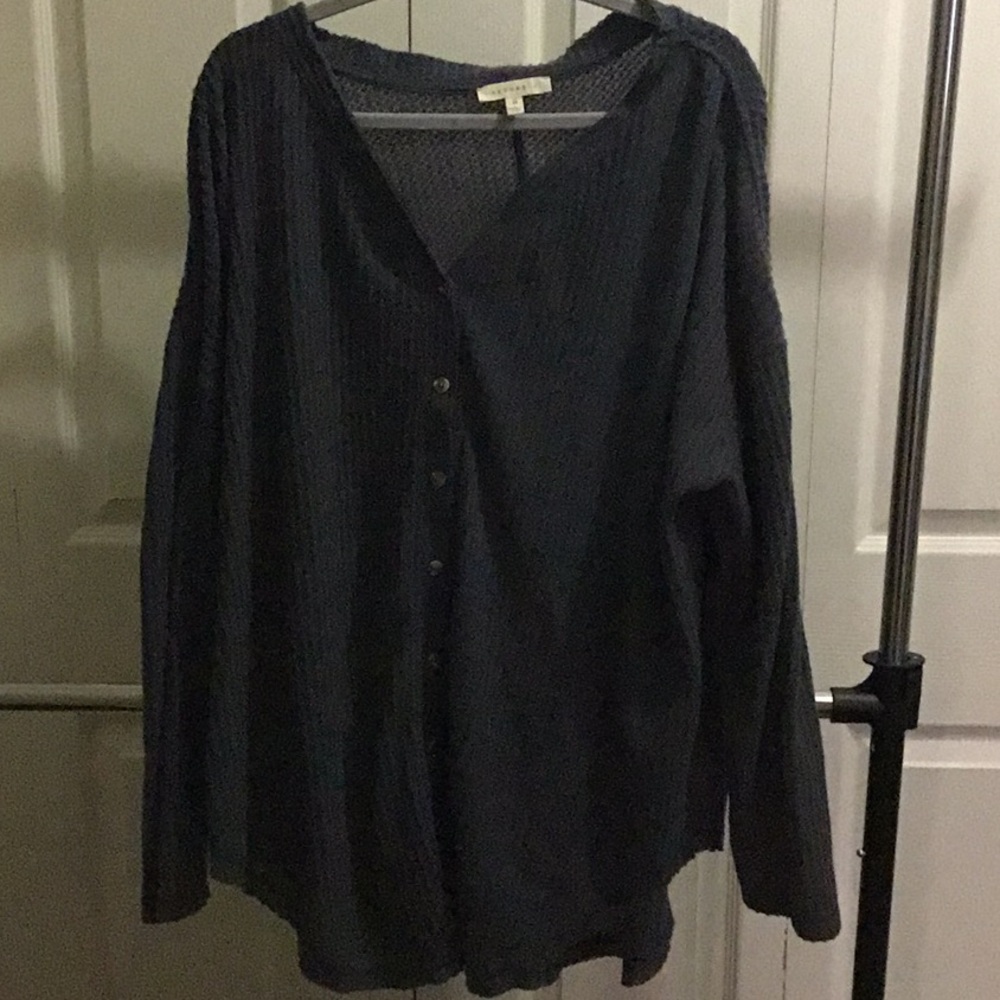 Dark Gray Button-Up Cardigan